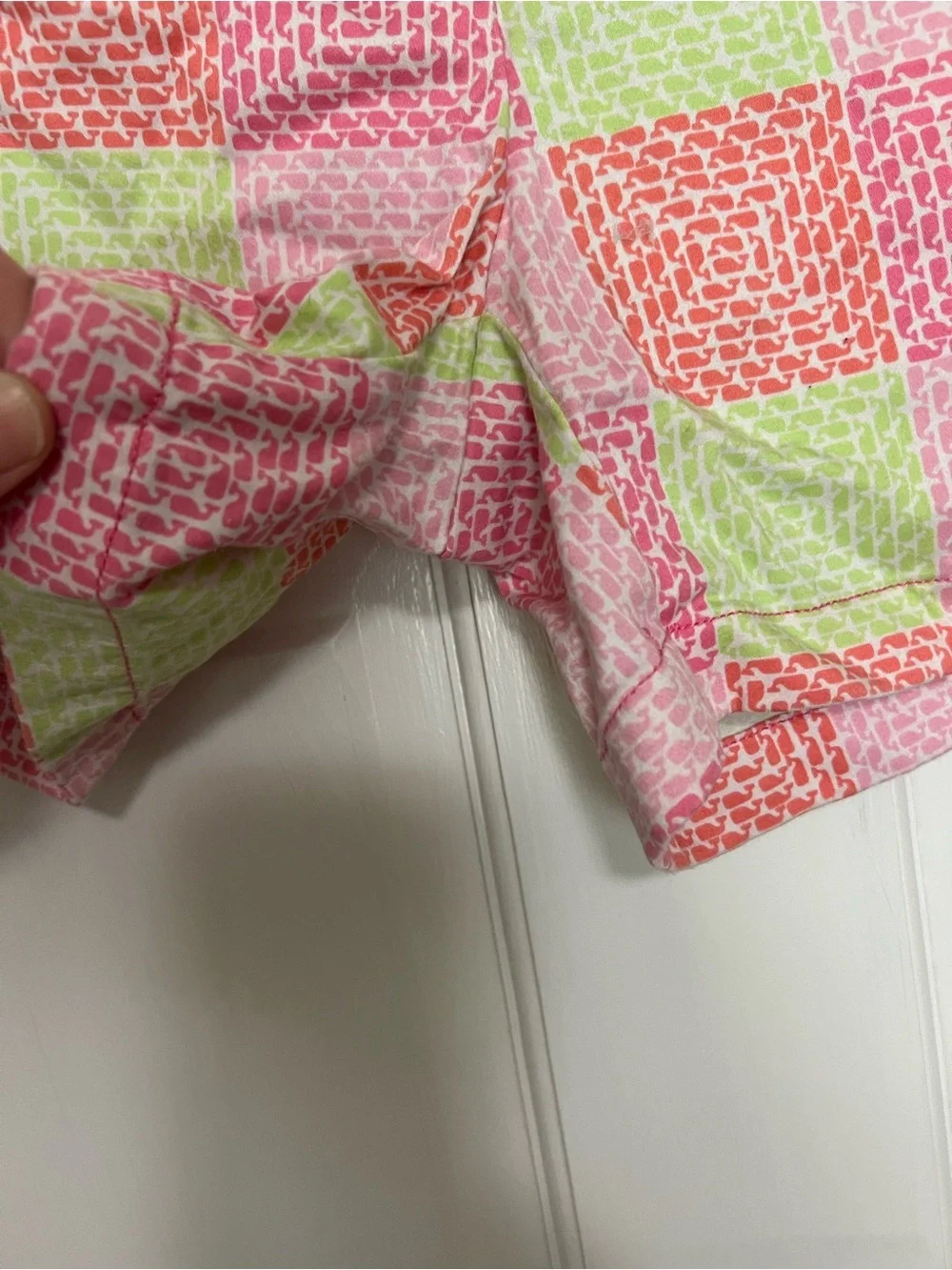 Vineyard Vines Girls Checkerboard Shorts in Pink, Lime & Coral